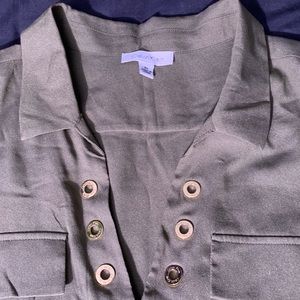 Calvin Klein olive green long sleeve blouse